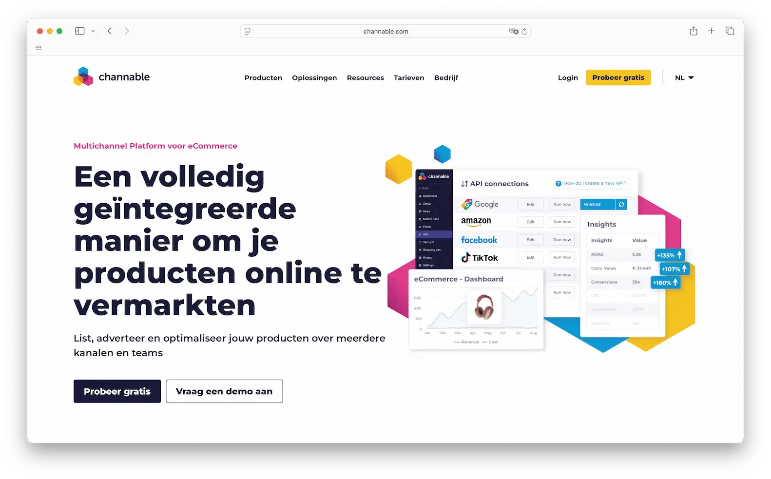 Marketplace management software + homepage Channable