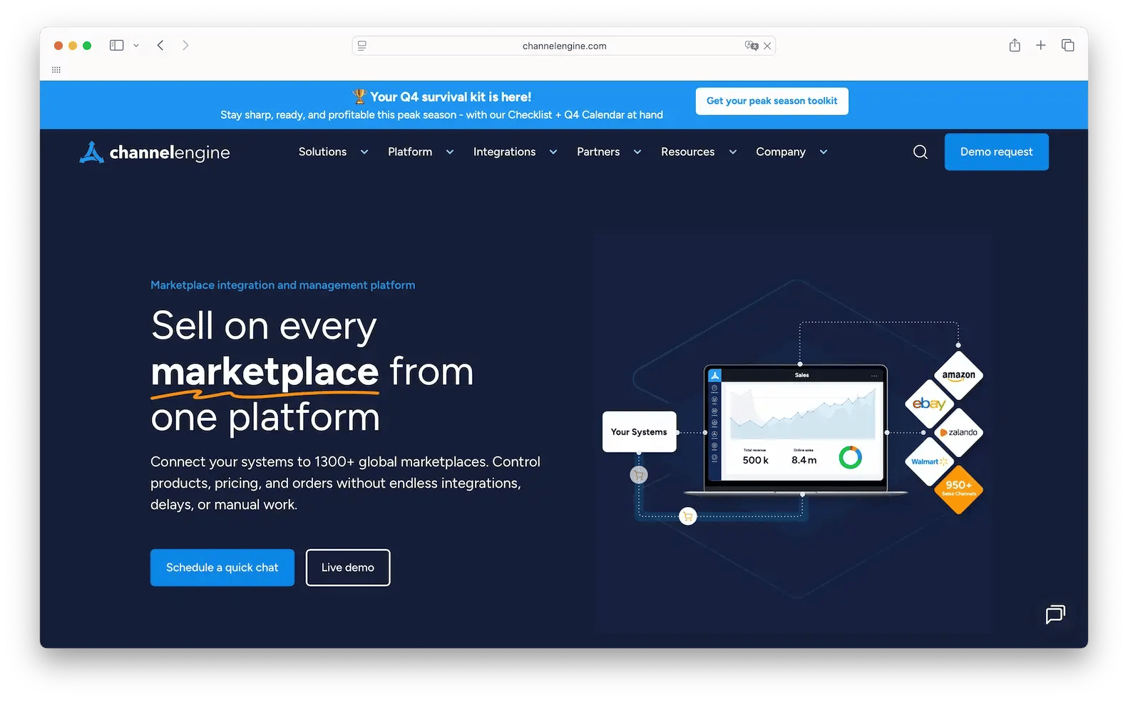 Marketplace management software + homepage ChannelEngine