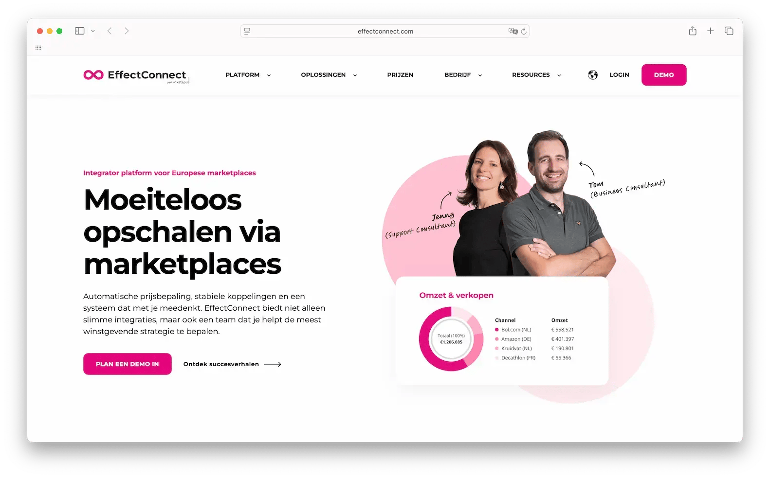 Marketplace management software + homepage EffectConnect